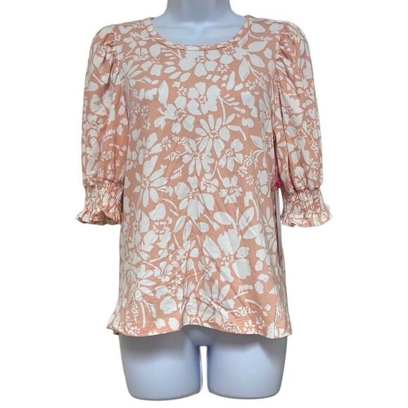 Parker Orange Floral Poppy Top Small Short Puff Sleeves Ruffles NWT $178 MSRP - Picture 1 of 10